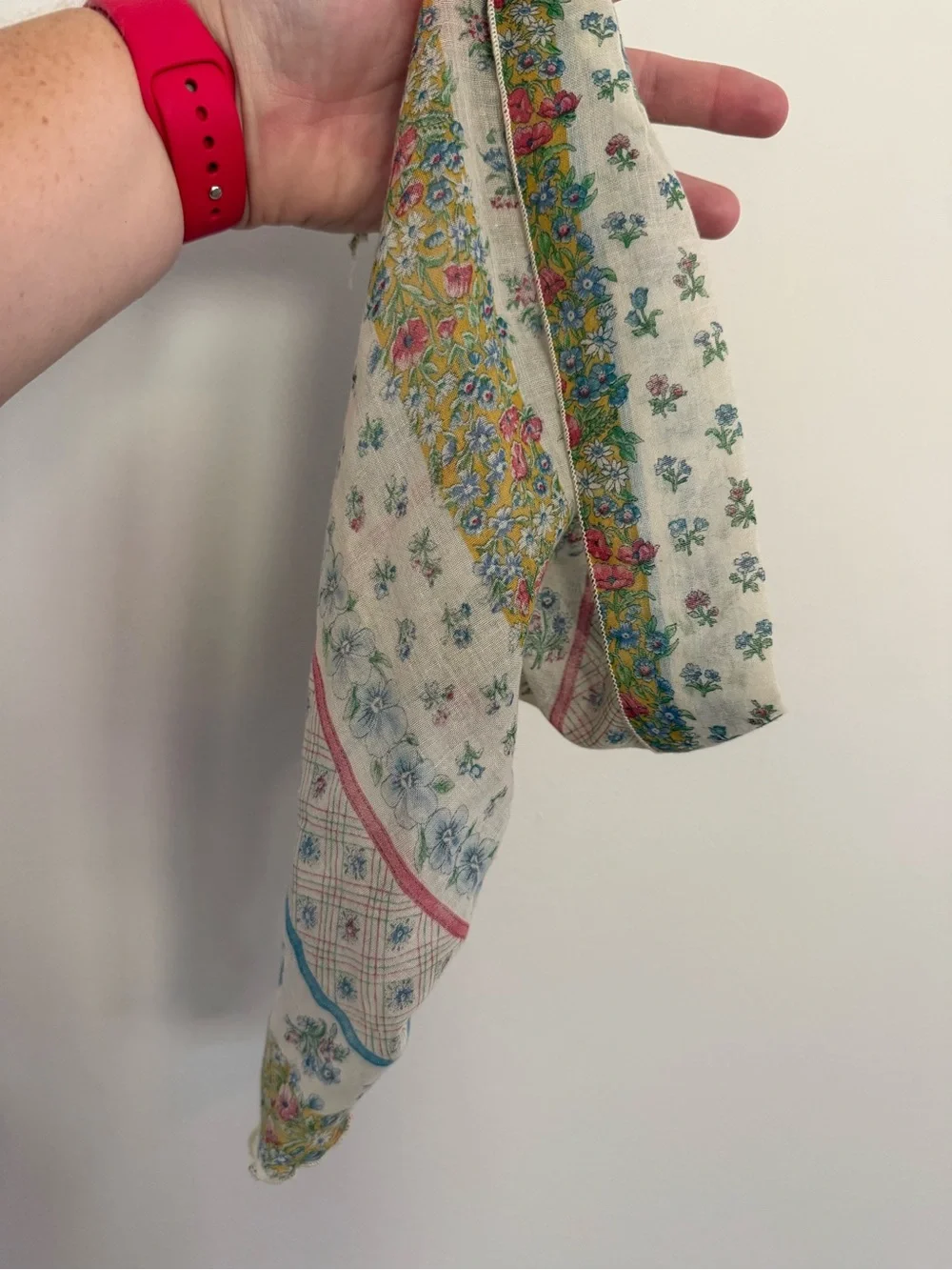 Vintage inspired floral Triangle Bandana Scarf in Cream with Prints